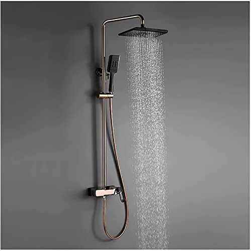 Duschsystem Set mit Duschkopfkopf Duschschlauch Dusche Wasserhahn Set Wandmontage Duschkombination Einer Griff Niederschlag Duschset mit 3 Modi Handheld Dusche, Wasserfall Wanne Spout, C. LWX von YCVAWEOD