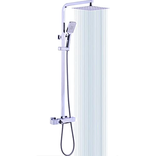 Duschsystem mit Wasserfall Wanne Ausguss, thermostatischer Duscharmatur, Wandmontage Dreifachfunktion Duschset 10 Zoll Regen Duschkopf mit Handheld -Spray, Chrom LWX Duschsystem mit Wasserfall Wanne Ausguss, thermostatischer Duscharmatur, Wandmontage Dreifachfunktion Duschset 10 Zoll Regen Duschkopf mit Handheld -Spray, Chrom LWX von YCVAWEOD