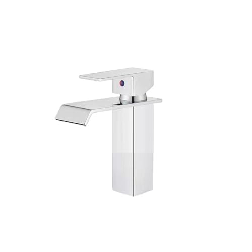 Edelstahl -Badezimmer Wasserhahnhähne Heiß- und Kaltwassermixer für Waschbeckenschalter Becken Wasserfall Wasserhahn mit gebürstetem Goldbogen Design LWX von YCVAWEOD