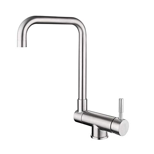 Edelstahl Küchenarmatur 360 ° Drehmischer Hahn gebürstet 304 Spülen Wasserhahn Heißes und kaltes Wasser Klapperhalt für einfache Verwendung ideal für moderne Küchen LWX von YCVAWEOD