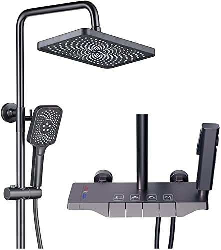 Exponiertes Duscharmatur -Set mit messing thermostatischer Ventilwand montiert Regen Duschkopf Handheld Duschwanne Spout & Bidet Sprayer Komplett Duschsystem LWX von YCVAWEOD