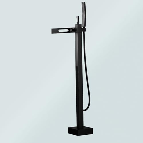 Freistandes Badmixer Zapfs mit Dusche schwarzer multifunktionaler Wasserfall rotierende Fassbad Duschekopf und Schlauchset für Badezähnen LWX von YCVAWEOD