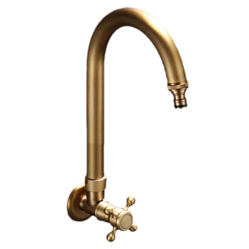 Gartenhahn Retro -Wand montiert im Freien im Außenbereich des Kaltkörpers können 360 ° -Wasser -Auslass mit einem externen Wasserrohr mit einem Griff G1/2 angeschlossen werden, antike Farbe, 17,5 cm von YCVAWEOD