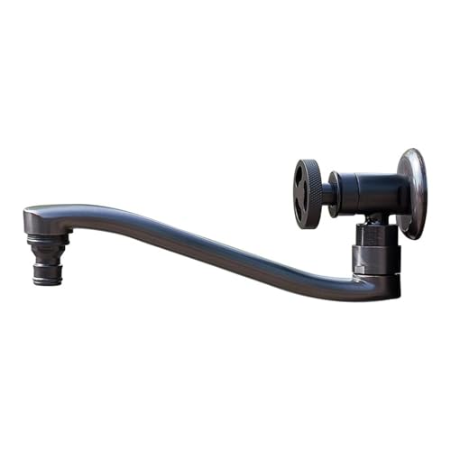 Gartenhahnwand montiert Vintage Outdoor kaltes Wasserhahn 360 ° Drehung Das Wasserauslass kann an ein externes Wasserrohr rundes Rad ein Griff G1/2, schwarz, 22 cm angeschlossen werden LWX von YCVAWEOD