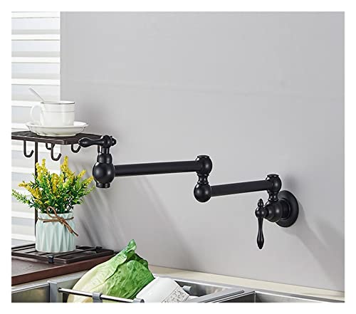 Gebürstete goldene Küchenarmatur 360 ° rotierende Monobloc -Wasserhahn für Spüle Wandmontierter kaltes Wassermixer elegantes Messing Design Perfekt zum Füllen von Töpfen Schwarz a Finish LWX von YCVAWEOD