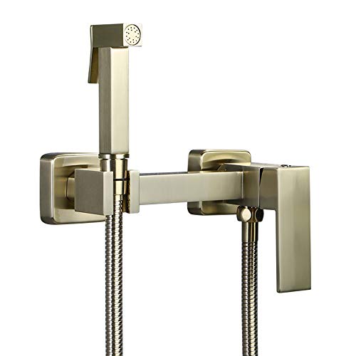 Gebürstetes Gold Bidet Sprühgerät mit kaltem und heißem Wasser Messing tragbarer Stoffwindel Waschmaschinen -Dusche Set Wandmontage Badezimmer Dusche Bidet Hahn für persönliche Hygiene, Haustierbad Gebürstetes Gold Bidet Sprühgerät mit kaltem und heißem Wasser Messing tragbarer Stoffwindel Waschmaschinen -Dusche Set Wandmontage Badezimmer Dusche Bidet Hahn für persönliche Hygiene, Haustierbad von YCVAWEOD