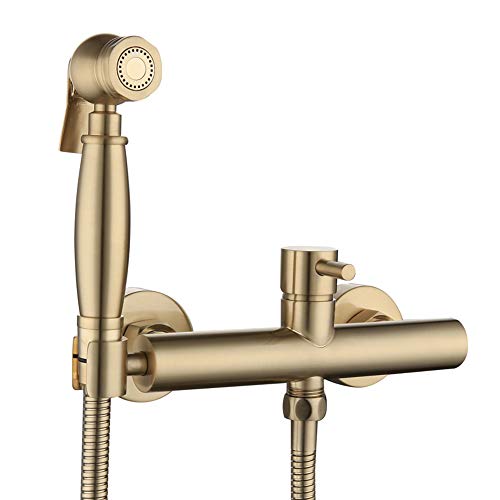 Gebürstetes Gold Bidet Sprühgerät mit kaltem und heißem Wasser Messing tragbarer Stoffwindel Waschmaschinen -Duschsprühgerät Set Wandmontage Badezimmer Dusche Bidet Hahn für persönliche Hygiene, Gebürstetes Gold Bidet Sprühgerät mit kaltem und heißem Wasser Messing tragbarer Stoffwindel Waschmaschinen -Duschsprühgerät Set Wandmontage Badezimmer Dusche Bidet Hahn für persönliche Hygiene, von YCVAWEOD