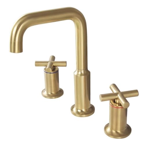 Gebürstetes Goldbecken Drei Loch Spüle Wasserhahn heißer kaltes Kreuz Griff Steuerdeck Mount Waschtisch Badezimmer Solid Messing Salzhahn LWX Gebürstetes Goldbecken Drei Loch Spüle Wasserhahn heißer kaltes Kreuz Griff Steuerdeck Mount Waschtisch Badezimmer Solid Messing Salzhahn LWX von YCVAWEOD