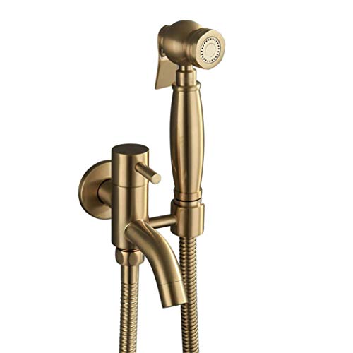 Gebürstetes goldenes Messing Bidet Toilettensprüheset - heißes und kaltes Wasser Handwandwand montiert hygienische Bad Bidet Hahn für einfache Reinigung und Komfort LWX Gebürstetes goldenes Messing Bidet Toilettensprüheset - heißes und kaltes Wasser Handwandwand montiert hygienische Bad Bidet Hahn für einfache Reinigung und Komfort LWX von YCVAWEOD