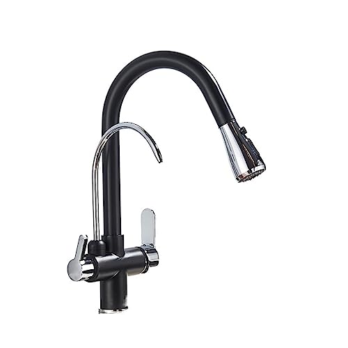 Gefilterter Kran für die Küche Ausziehen Spray 360 Rotation Wasserfilter Tippen Sie auf drei Wege Mixer Küchenarmatur Einfache Installation (Nickle gebürstet) LWX von YCVAWEOD