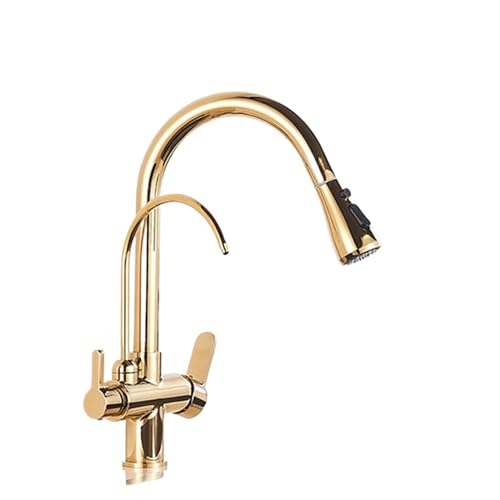 Gold/Schwarz/Chrom Küche Wasserhahn Auszug Wasserfilter TAP 2/3WAY -MISKER KALTE WASSCHABE AUTHEKET STYLISH KÜCHTLICHE KÜCHE SCHÄSCHE LWX von YCVAWEOD