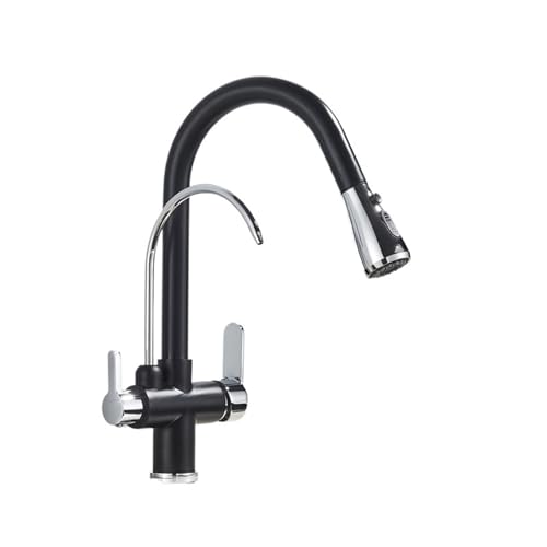 Gold/Schwarz/Chrom Küchenarmatur Wasserhahn Wasserfilter TAP 2/3 WEG MISER KALTE WASSCHABE AUTHEKET MODERTE KITCHE KITCHER AUSGEBNISSE STYLISH GRINKSPENSER (Schwarz Chrom a) LWX von YCVAWEOD