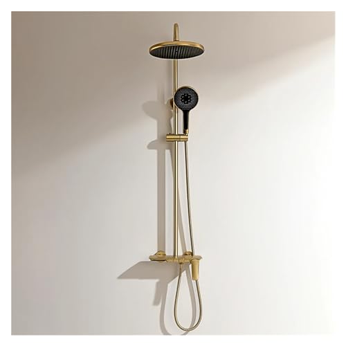 Gold Duschsystem Badezimmer Dusche Wasserhahn Set 3-Wege-Duschmixer Kran mit Handduschenset schwarz grauer Chrom, Sprinkler LWX von YCVAWEOD