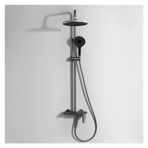 Gold Duschsystem Badezimmer Dusche Wasserhahn Set 3-Wege-Duschmixer Kran mit Handduschenset schwarz grauer Chrom, Sprinkler LWX von YCVAWEOD