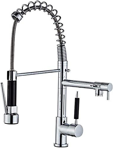 Gold Küchenspüle Wasserhahn mit Ausziehen Sprühgerät 360 ° Rotation Dual Griff Messing Basin Mixer Tap 2 Funktion Spray & Bubbler Deck montiert Vanity Tap Chrom Finish LWX von YCVAWEOD