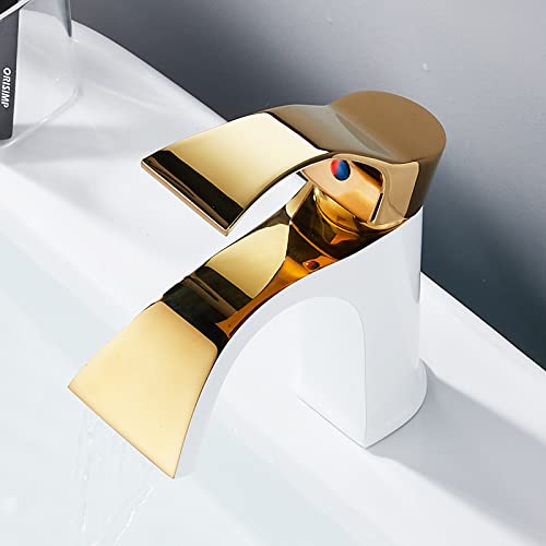YCVAWEOD Gold Wasserfall Bad Waschbecken Wasserhahn Eingriff Heißer und kaltes Wassermischer TAP Moderner Becken Wasserhahn für EIN Loch Installation Stylish Noir Finish LWX YCVAWEOD Gold Wasserfall Bad Waschbecken Wasserhahn Eingriff Heißer und kaltes Wassermischer TAP Moderner Becken Wasserhahn für EIN Loch Installation Stylish Noir Finish LWX von YCVAWEOD