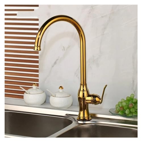 Gold poliertes Schwenkbeckenhahn mit gedrehtem Eingriff für Badezimmer Küchenspüle Moderner Beckenmixer Wasserhahn LWX von YCVAWEOD