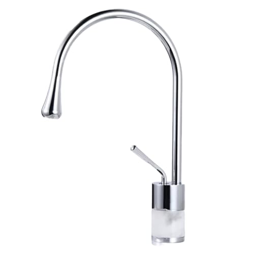 Golden natürlicher Marmor -Badezimmer -Becken Wasserhahn mit heißem und kaltem Wasser Ein Loch -Messing -Hahn für oberhalb der Theke Becken Gold & Weiß LWX von YCVAWEOD