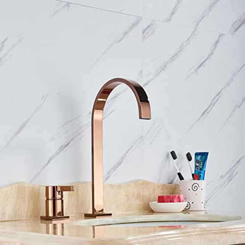 Goldwasserfall -Becken Wasserhahn Waschbecken Chrom Badezimmer Wasserhahn Deck Einklangmontage Einer Griff Heißer und kaltes Wassermischer Haken Waschbecken Kran Kran LWX von YCVAWEOD