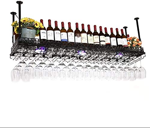 Hängende Rotwein -Stielregalregal Deckenmontage Hängende Weinflaschenhalter Metallgussbecher Weinglas Rack - Verschiedene Lagerregal (Farbe: C Größe: 10035 cm) (100 * 35 cm) warm wie nie zuvor LWX von YCVAWEOD