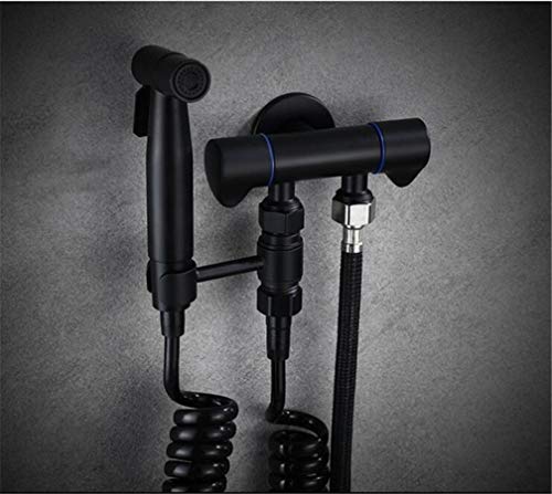 Hand gehaltene Toiletten Bidet Sprayer Set Kit feste Messing Schwarz Hand Bidet Wasserhahn für Badezimmer Handsprühduschkopf Anal Reinigung LWX von YCVAWEOD
