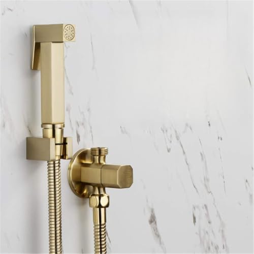 Hand gehaltenes Bidet Sprühgerät mit Messing Dusche Shattaf Sprühgerät Square Muslim Dusch gebürstete Gold Finish Kupferventil Set inklusive Duschkopf Wasserhahn Set Bonus Bidet Pinsel LWX Hand gehaltenes Bidet Sprühgerät mit Messing Dusche Shattaf Sprühgerät Square Muslim Dusch gebürstete Gold Finish Kupferventil Set inklusive Duschkopf Wasserhahn Set Bonus Bidet Pinsel LWX von YCVAWEOD