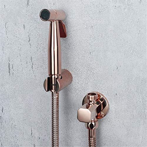 YCVAWEOD Handgehaltenes Bidet Sprühgerät Dusche Toilettenkit Rose Gold Messing Shattaf Duschkopf Kupfer Ventil Set Jet Bidet Wasserhahn Set Muslim Toilette Shattaf, Golden E LWX von YCVAWEOD