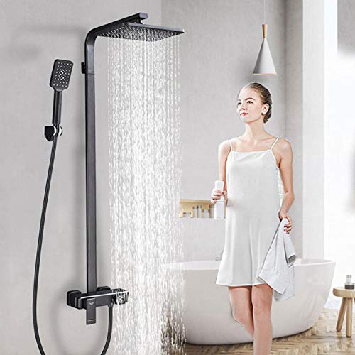 YCVAWEOD Handhahn -Wasserhahn mit Handheld -Duschblack -Duschhahn, wandmontiertes Duschsystem, Duschsets für Bad, Regenduschkopf, Messing -Mischventil, Handdusche LWX von YCVAWEOD