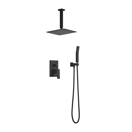 YCVAWEOD Handheld Duschbad Duschset System Luxus Regenmixer Dusche Kombination Set Decke REGING DUUDE KOPTERAKET (einschließlich Duschhahn, Schalenventilkörper und Verkleidung) (12 Zoll, Gold) LWX von YCVAWEOD