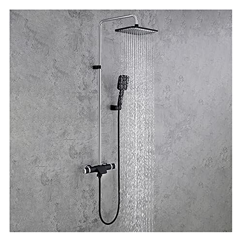 YCVAWEOD Handheld -Duschfauket/Wasserhahn, Duschsystem, Duschhahnset, wandmontierte Duschkombination, Hochdruckregenmischerset mit Badausstrich, 12 Zoll rechteckiger Regen Duschkopf, Hand, Hand LWX von YCVAWEOD