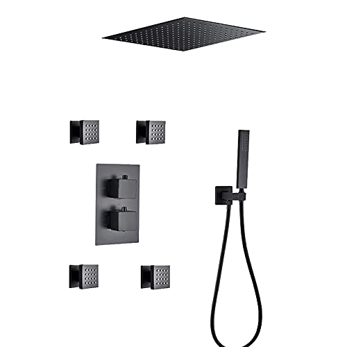 YCVAWEOD Handheld -Duschthermostat -Duschsystem mit Körperdüsen, Duschhahn mit Handdusche und quadratischem Regen Duschkopf, Duschkombination, verdeckte Wanne und Dusche LWX von YCVAWEOD