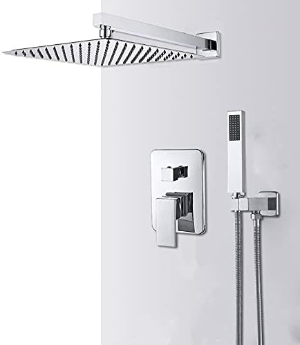 Handheld Duschwall montiertes Badezimmer Regen Wasserfall Dusche Wasserhähne Set Concreachrome Duschsystem Bad Duschmischer Tap Wasserhahn, 3 Wege 12 Zoll Normal LWX von YCVAWEOD