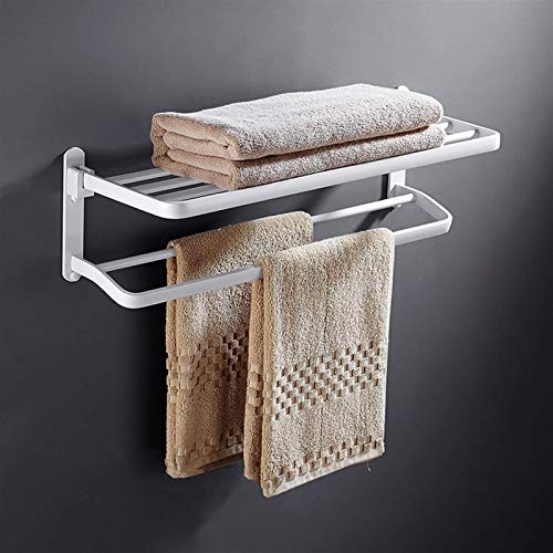 Handtuchschiene Wandmontage Badetuch Rack weiße Badetuchschiene Regalhalter Doppelschicht Edelstahl Handtuchschiene Halter/50 cm LWX Handtuchschiene Wandmontage Badetuch Rack weiße Badetuchschiene Regalhalter Doppelschicht Edelstahl Handtuchschiene Halter/50 cm LWX von YCVAWEOD