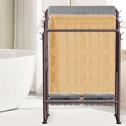 Hohe stehende Handtuchregal 3 -Tier -Börsenregal mit Lagerkorb Pool -Ständer Leiter Trocknung und Ausstellung für Bad im Freien Pool am Pool Braun LWX Hohe stehende Handtuchregal 3 -Tier -Börsenregal mit Lagerkorb Pool -Ständer Leiter Trocknung und Ausstellung für Bad im Freien Pool am Pool Braun LWX von YCVAWEOD