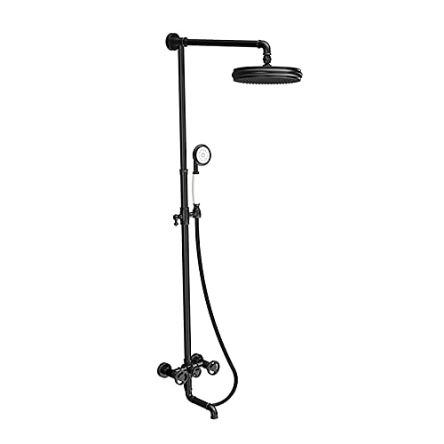 Industrial Duschsystem mit Badewanne Ausguss und Handheld -Duschhahn -Set -Wandhalterungshöhe Einstellbares Niederschlags -Duschkopfsystem, 3 Funktionen, Schwarz (Farbe: Gold) LWX von YCVAWEOD