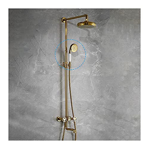 Industrial Duschsystem mit Wannenausguss und Handheld -Duschhahn -Set -Wandhalterungshöhe Einstellbares Niederschlags -Duschkopfsystem, 3 Funktionen, schwarz (Farbe: Weißgold) LWX von YCVAWEOD