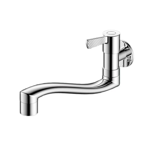 Kaltes Wasserhahnwand montiert 360 ° Rotation MOP Pool Waschbecken HAP 2 Modi mit horizontalem Verlängerungsrohr ein Griff G1/2 Chrom 30 cm LWX von YCVAWEOD
