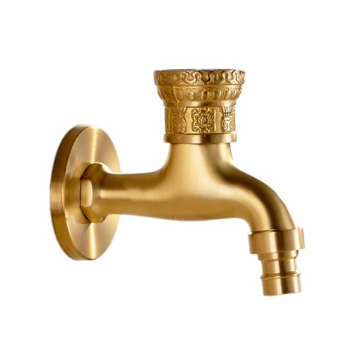 Kaltes Wasserkippen Einer Vintage geschnitzte Gartenhahnwand im Freien Der Wasserauslass kann mit einem externen Wasserrohr geschnitzt werden, ein Griff G1/2, Gold, 9 cm LWX von YCVAWEOD