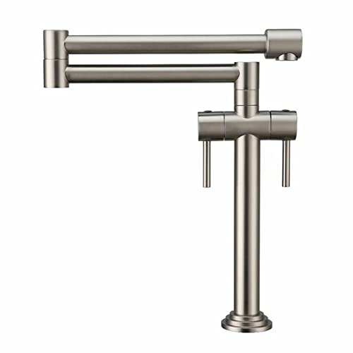 Klappes Küchenspüle Wasserhahn, Decks -Mount -Topf -Füllhahn, Küchenmischhahn, Doppelverbindungsarmarmäuren, zwei Griffe rotierender Waschbecken Wasserhahn, gebürstete Nickel LWX Klappes Küchenspüle Wasserhahn, Decks -Mount -Topf -Füllhahn, Küchenmischhahn, Doppelverbindungsarmarmäuren, zwei Griffe rotierender Waschbecken Wasserhahn, gebürstete Nickel LWX von YCVAWEOD