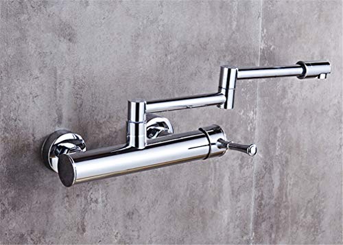 Küchenarmatur 360 Grad rotierende schwarze/verchromte Wandhahnmixer Waschmaschinen -Wasserhahn kalt und heißer Wasserhahn Wandhahn mit Belüftungsgrenze, Chrom a LWX von YCVAWEOD