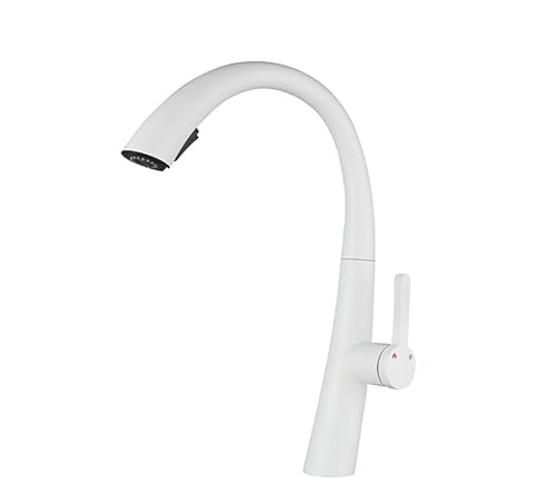 Küchenauszug Wasserhahn heißer und kalter Hand Pull Sink Telescopic Doppelauslassfunktion Wasserhahn, Schwanenrohrauszugsarmatur-Chromfarbe LWX von YCVAWEOD