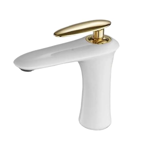 Küchenhahn, Küchenspüle Haken, Becken Wasserhahn heißes und kaltes Wasser Messing Schwarzweiß -Chrom -Badezimmermixer, ein Griff -Waschbeckenmixer 22005 für Küchenbad (22005 g) LWX von YCVAWEOD