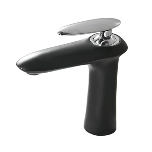 Küchenhahn, Küchenspüle Haken, Becken Wasserhahn heißes und kaltes Wasser Messing Schwarzweiß -Chrom -Badezimmermixer, ein Griff -Waschbeckenmixer 22005 für Küchenbad (22005 g) LWX von YCVAWEOD