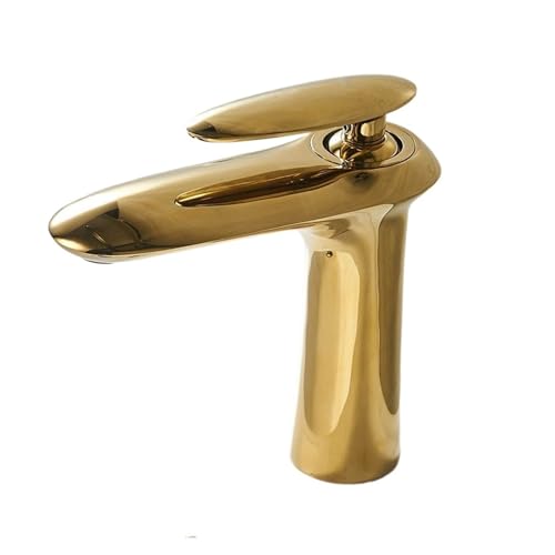 Küchenhahn, Küchenspüle Haken, Becken Wasserhahn heißes und kaltes Wasser Messing Schwarzweiß -Chrom -Badezimmermixer, ein Griff -Waschbeckenmixer 22005 für Küchenbad (22005 g) LWX von YCVAWEOD