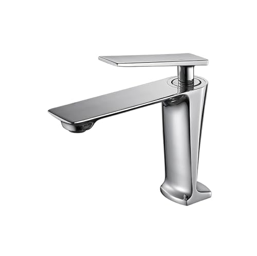 Küchenhahn, Küchenspüle Haken, Schwarz/Weiß -Becken -Wasserhahn zeitgenössischer Badezimmerhahn, bemaltes Messing Einer Griff Heißes und kaltes Wasserhahn Deck für Küchenbad (Chrom kurz) LWX von YCVAWEOD