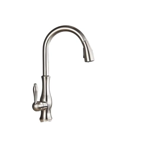 Küchenhahn, Küchenspüle Haken, schwarzer Bronze -Küchenarmatur, Ausziehen von Spray Heißer und Kaltmixer, Messing Einer Loch Griff 360 Grad für Küchenbad (gebürstete Nickel) LWX von YCVAWEOD