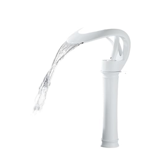 Küchenhahn, Küchenspüle Taps, kreativer Wasserfallstil Waschbecken Wasserhahn, heißer und kalter Badezimmerschrank Waschbecken Wasserhahn, alles Kupfer Haushaltshahn, für Küchenbad (Waffe Asche B) von YCVAWEOD