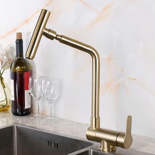 Küchenhahn Klappbarer gebürsteter Goldklappküche Tippen Sie mit Rotation Ausguss Ein Hebelküchenmischer Taps-C TAPS-C LWX Küchenhahn Klappbarer gebürsteter Goldklappküche Tippen Sie mit Rotation Ausguss Ein Hebelküchenmischer Taps-C TAPS-C LWX von YCVAWEOD