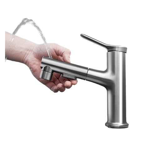 Küchenhahn Küchenmischer Hahn, Wasserhahn Badezimmer Heißes kaltes Wasser Waschbecken ausziehen Flüssigkeitsmixer, 360 ° Becken Küchenspüle Wasserhahn Haushalt Silber Schwarz Grau für Küche, Küchenhahn Küchenmischer Hahn, Wasserhahn Badezimmer Heißes kaltes Wasser Waschbecken ausziehen Flüssigkeitsmixer, 360 ° Becken Küchenspüle Wasserhahn Haushalt Silber Schwarz Grau für Küche, von YCVAWEOD