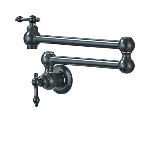 Küchenhahn Küchenmixer Hahn, Küchenarmaturen -Topf -Füllstoff Doppelgelenk Ausstrahlung Klappbarer Schwingarm, Wand Messing Single Loch Zwei Griff Spülspüle für Küche, Badezimmer (schwarzer Bronze B) Küchenhahn Küchenmixer Hahn, Küchenarmaturen -Topf -Füllstoff Doppelgelenk Ausstrahlung Klappbarer Schwingarm, Wand Messing Single Loch Zwei Griff Spülspüle für Küche, Badezimmer (schwarzer Bronze B) von YCVAWEOD